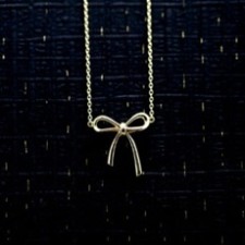 K14 핑크골드 리본목걸이