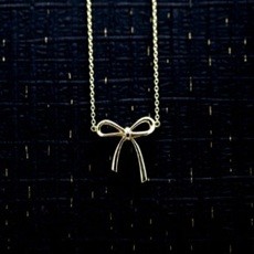 K14 핑크골드 리본목걸이